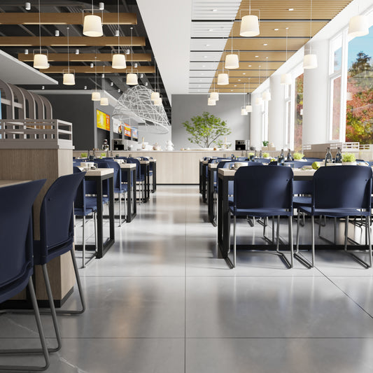 HERCULES Series 880 lb. Capacity Navy Full Back Contoured Stack Chair with Gray Powder Coated Sled Base Navy