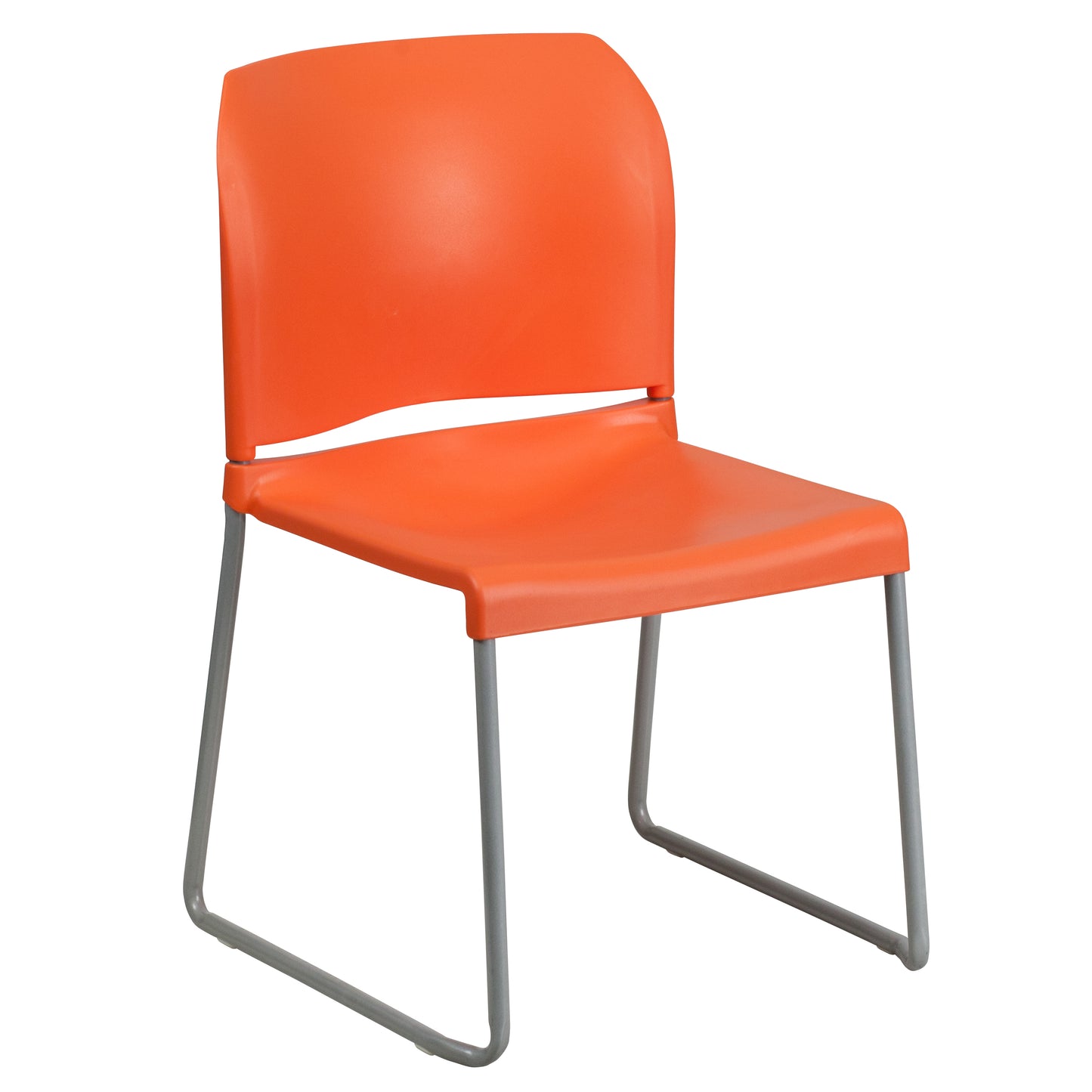 HERCULES Series 880 lb. Capacity Orange Full Back Contoured Stack Chair with Gray Powder Coated Sled Base Orange