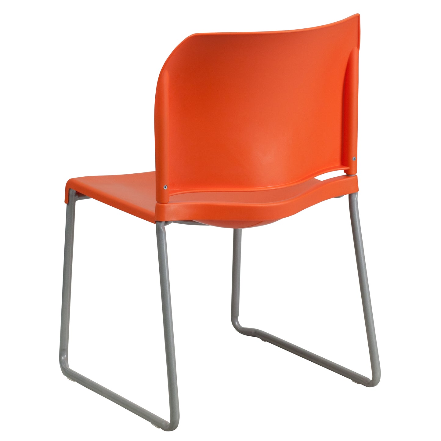 HERCULES Series 880 lb. Capacity Orange Full Back Contoured Stack Chair with Gray Powder Coated Sled Base Orange