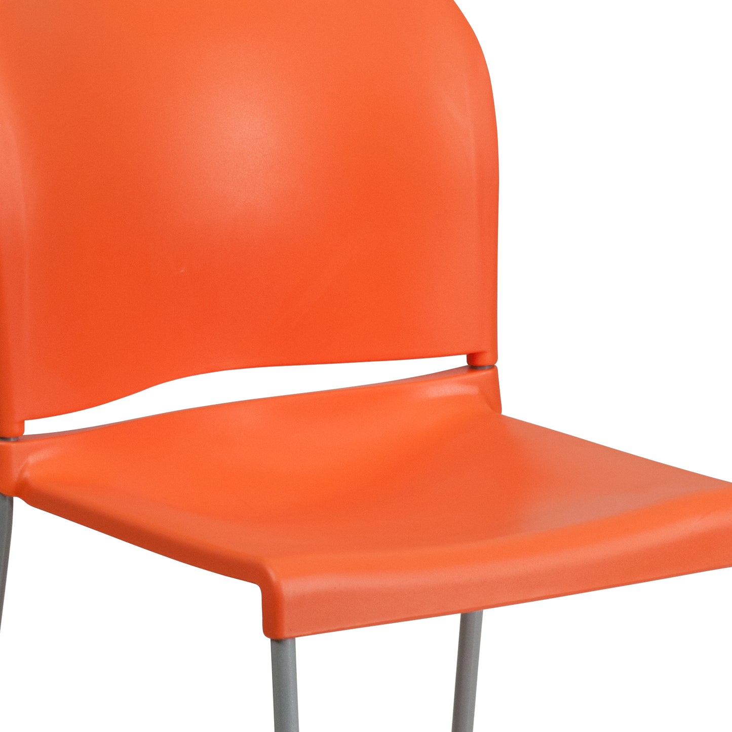 HERCULES Series 880 lb. Capacity Orange Full Back Contoured Stack Chair with Gray Powder Coated Sled Base Orange