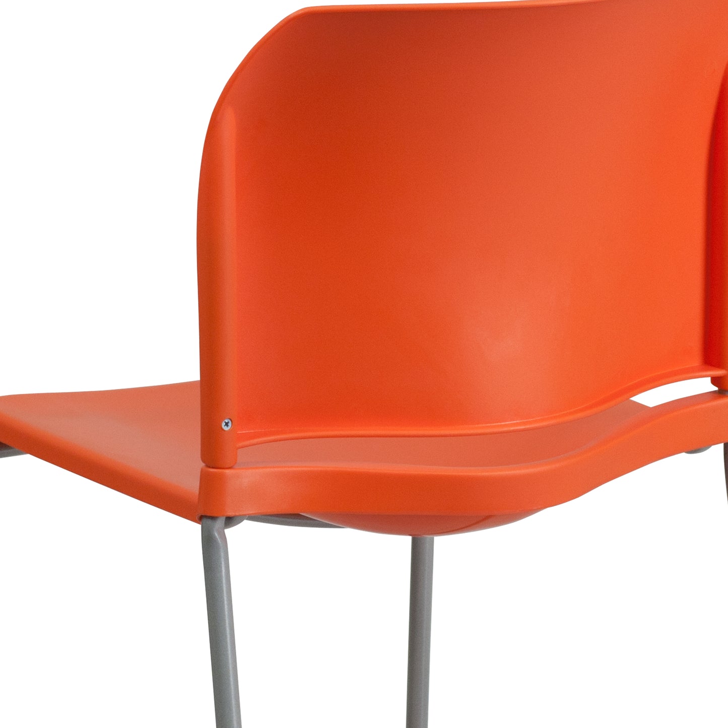 HERCULES Series 880 lb. Capacity Orange Full Back Contoured Stack Chair with Gray Powder Coated Sled Base Orange