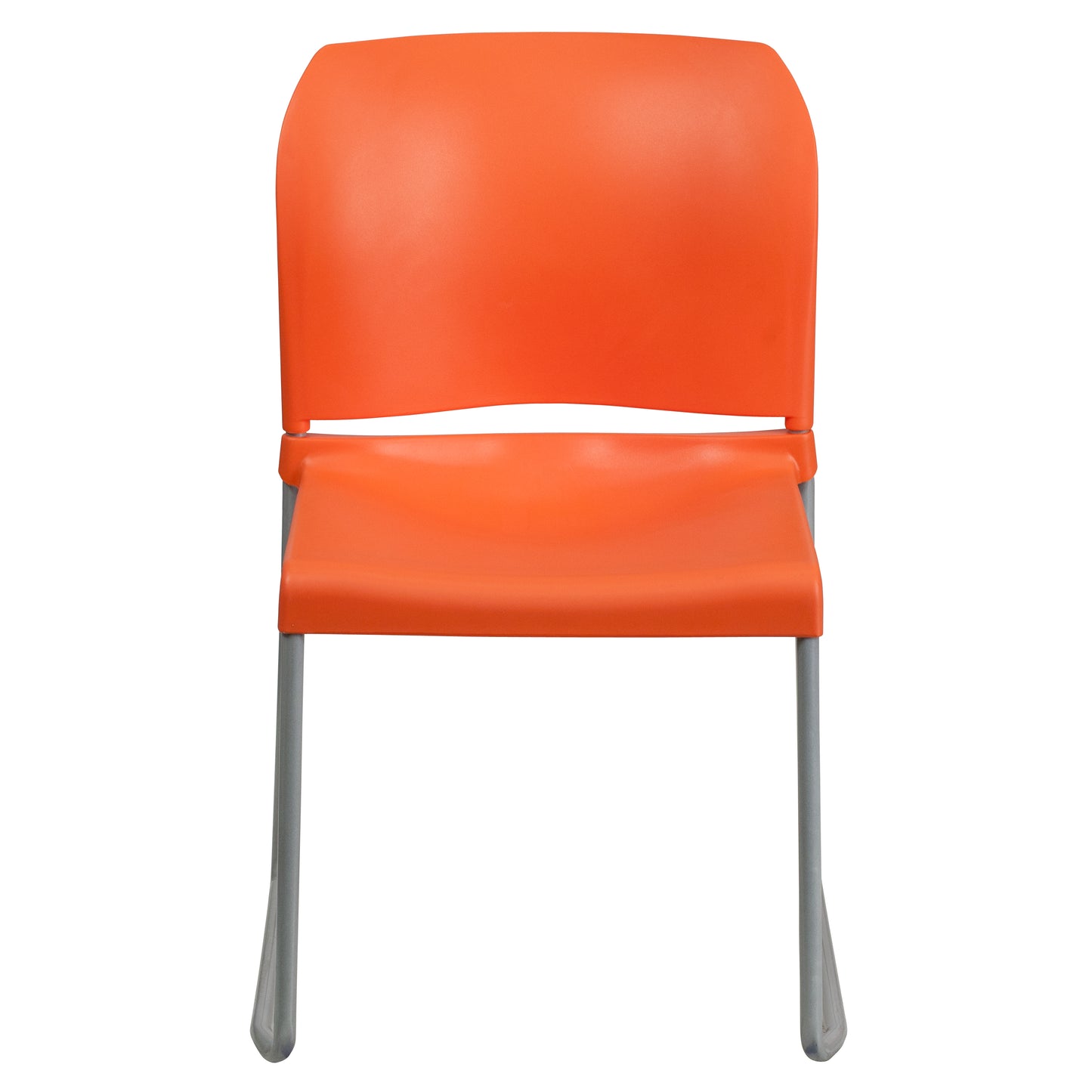HERCULES Series 880 lb. Capacity Orange Full Back Contoured Stack Chair with Gray Powder Coated Sled Base Orange