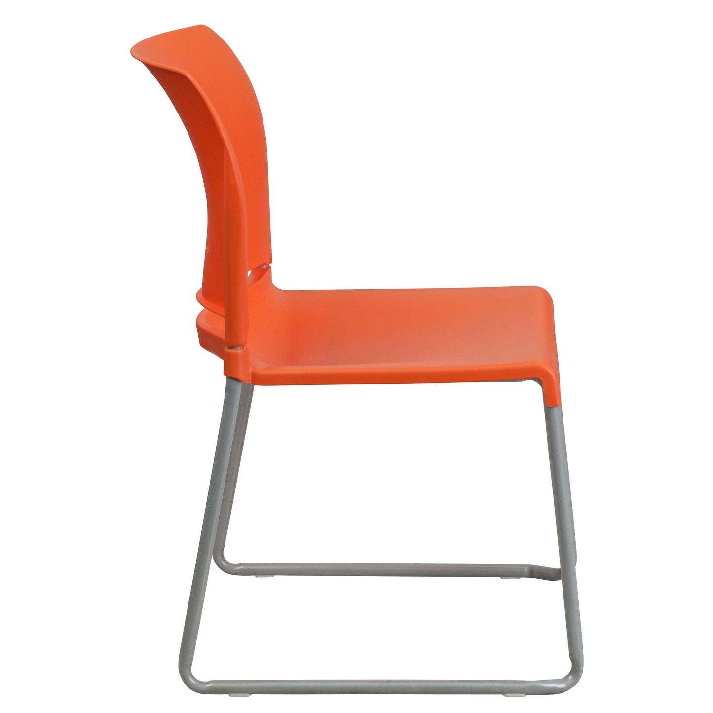 HERCULES Series 880 lb. Capacity Orange Full Back Contoured Stack Chair with Gray Powder Coated Sled Base Orange