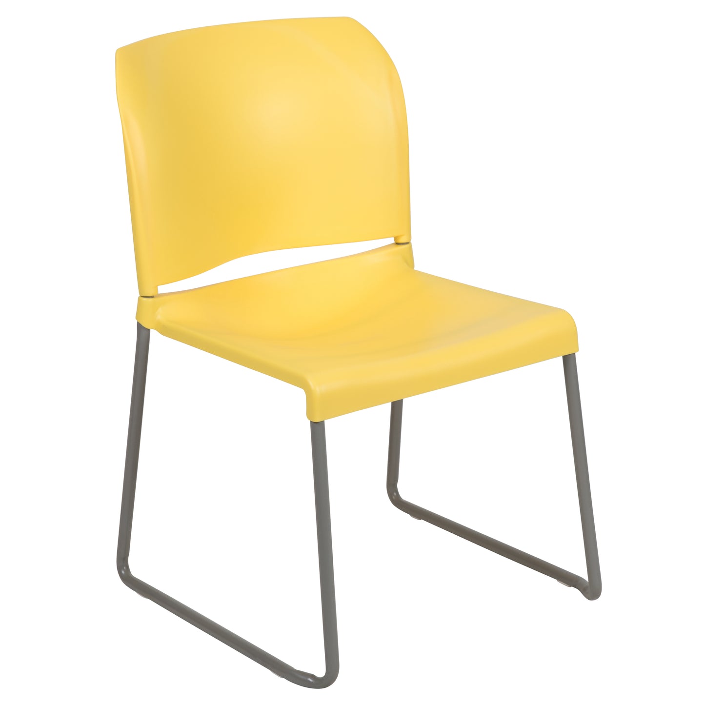 HERCULES Series 880 lb. Capacity Yellow Full Back Contoured Stack Chair with Gray Powder Coated Sled Base Yellow