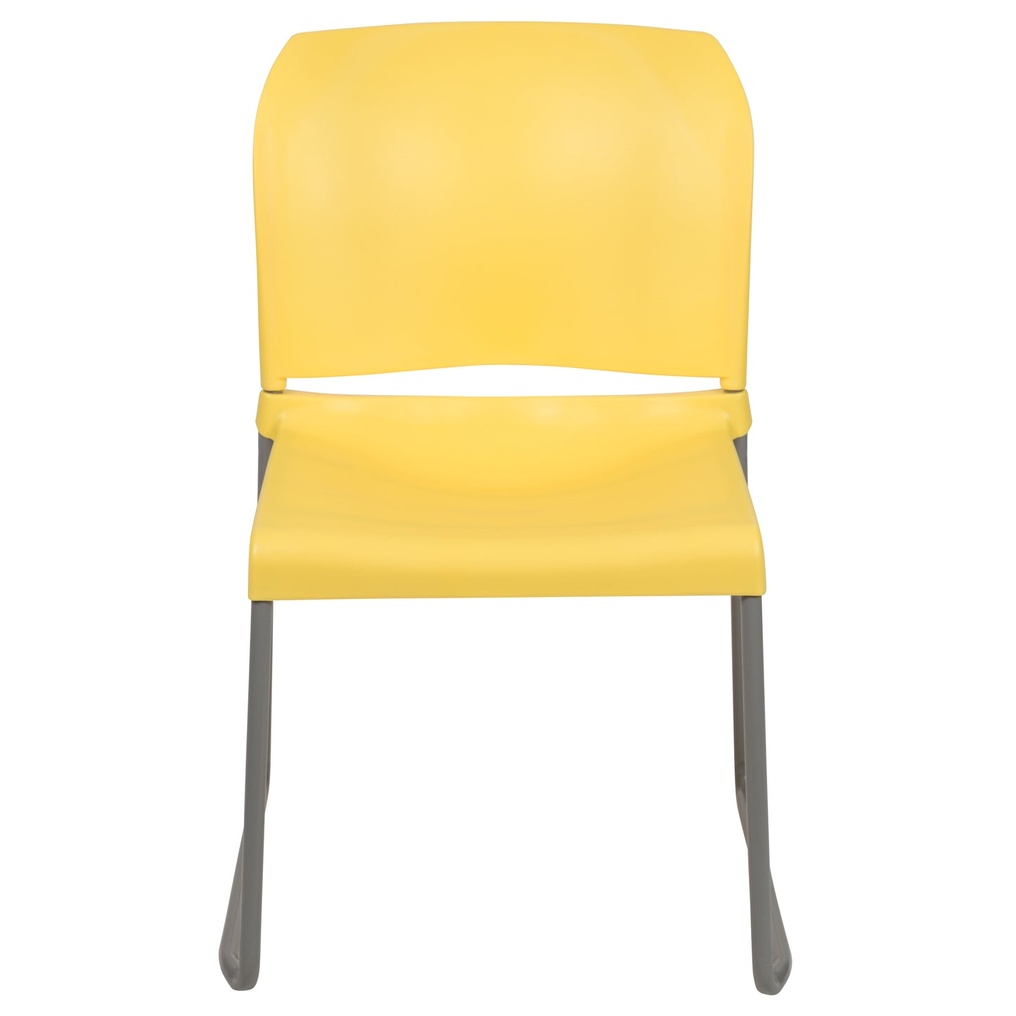 HERCULES Series 880 lb. Capacity Yellow Full Back Contoured Stack Chair with Gray Powder Coated Sled Base Yellow