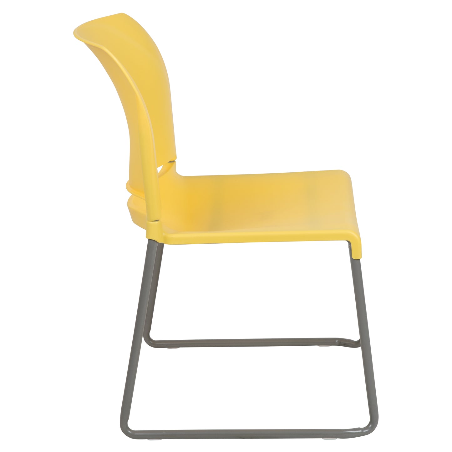 HERCULES Series 880 lb. Capacity Yellow Full Back Contoured Stack Chair with Gray Powder Coated Sled Base Yellow