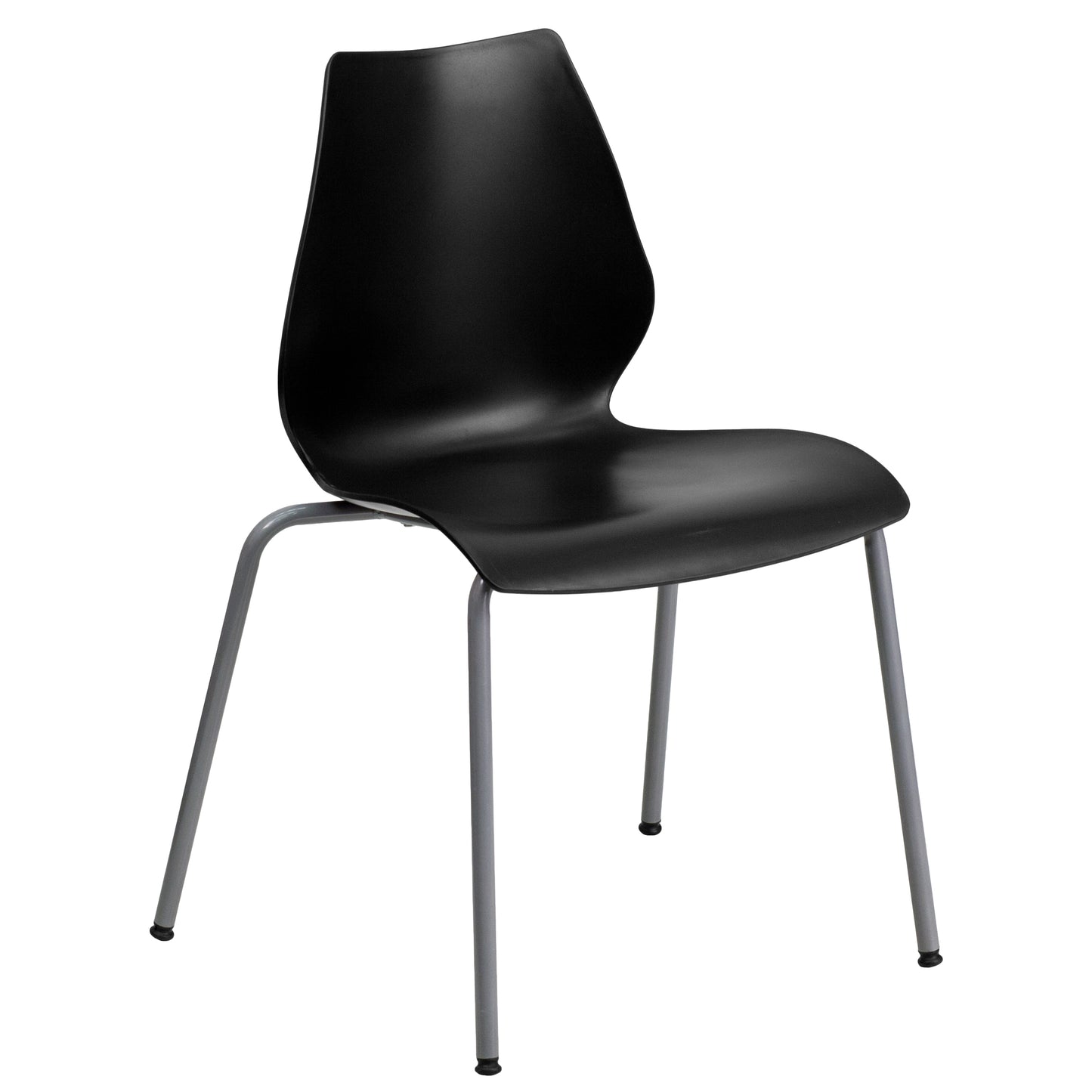 HERCULES Series 770 lb. Capacity Black Stack Chair with Lumbar Support and Silver Frame Black