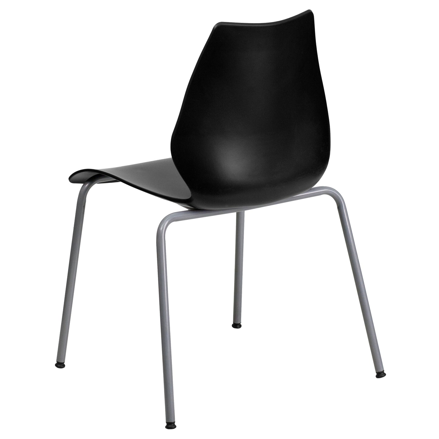 HERCULES Series 770 lb. Capacity Black Stack Chair with Lumbar Support and Silver Frame Black