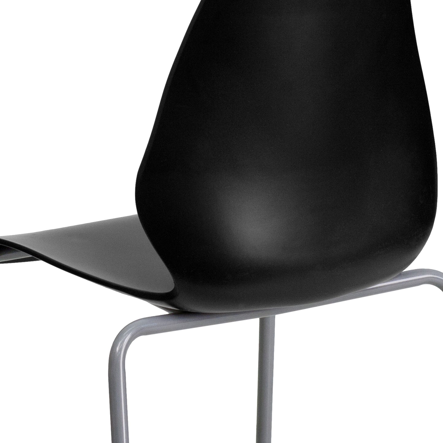 HERCULES Series 770 lb. Capacity Black Stack Chair with Lumbar Support and Silver Frame Black
