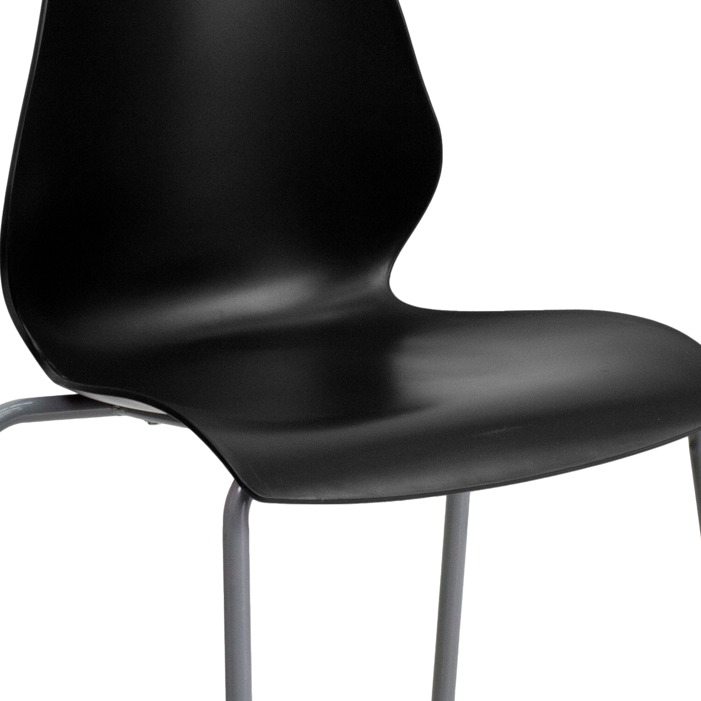 HERCULES Series 770 lb. Capacity Black Stack Chair with Lumbar Support and Silver Frame Black