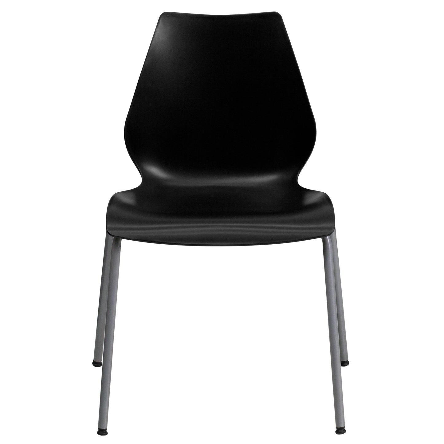 HERCULES Series 770 lb. Capacity Black Stack Chair with Lumbar Support and Silver Frame Black