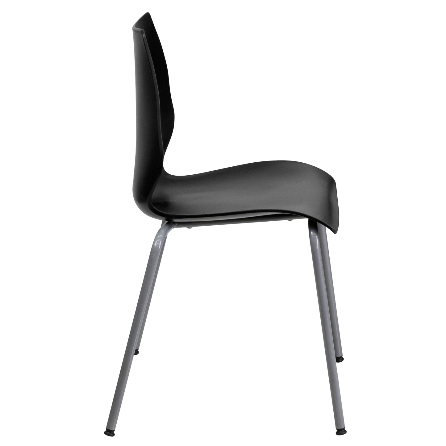 HERCULES Series 770 lb. Capacity Black Stack Chair with Lumbar Support and Silver Frame Black
