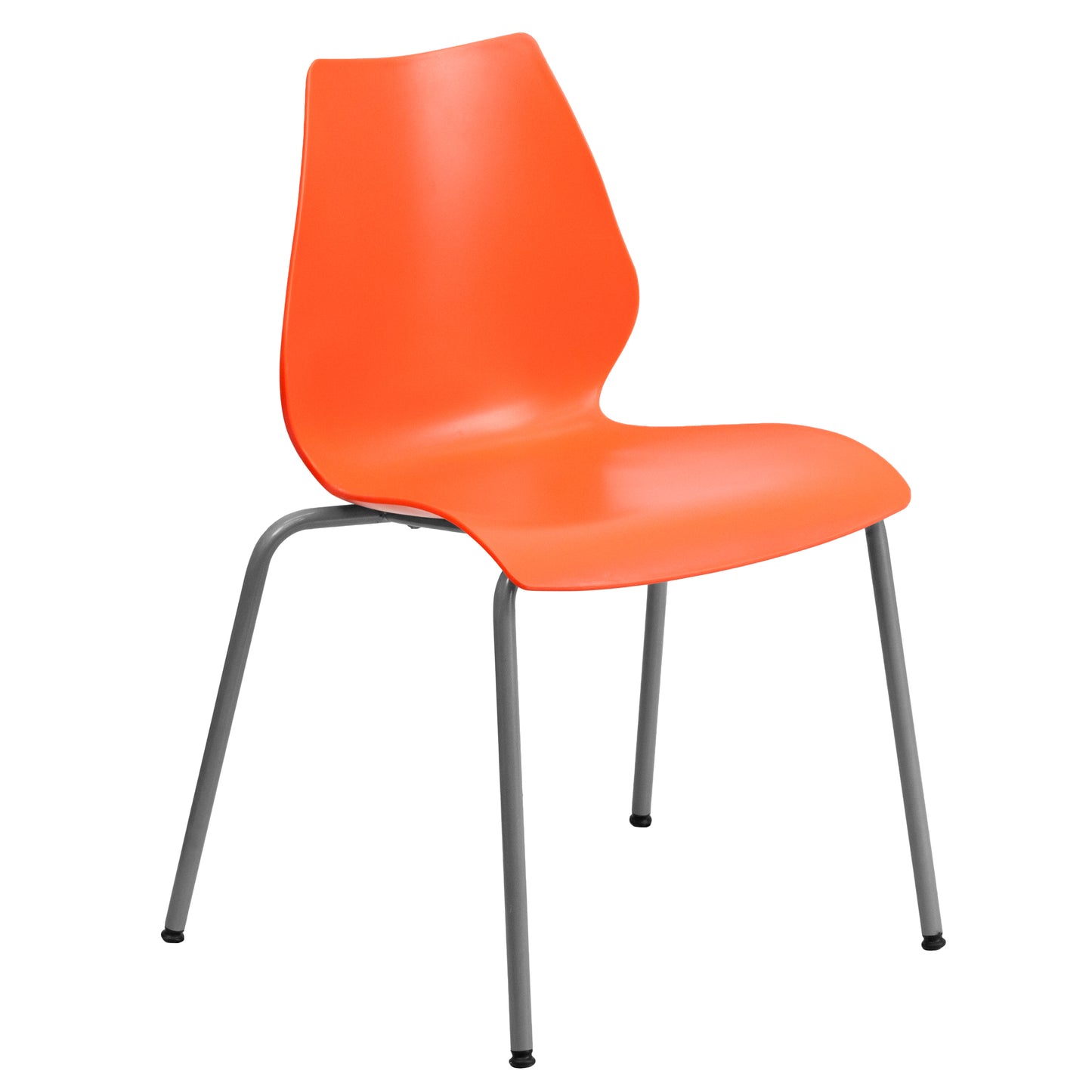 HERCULES Series 770 lb. Capacity Orange Stack Chair with Lumbar Support and Silver Frame Orange