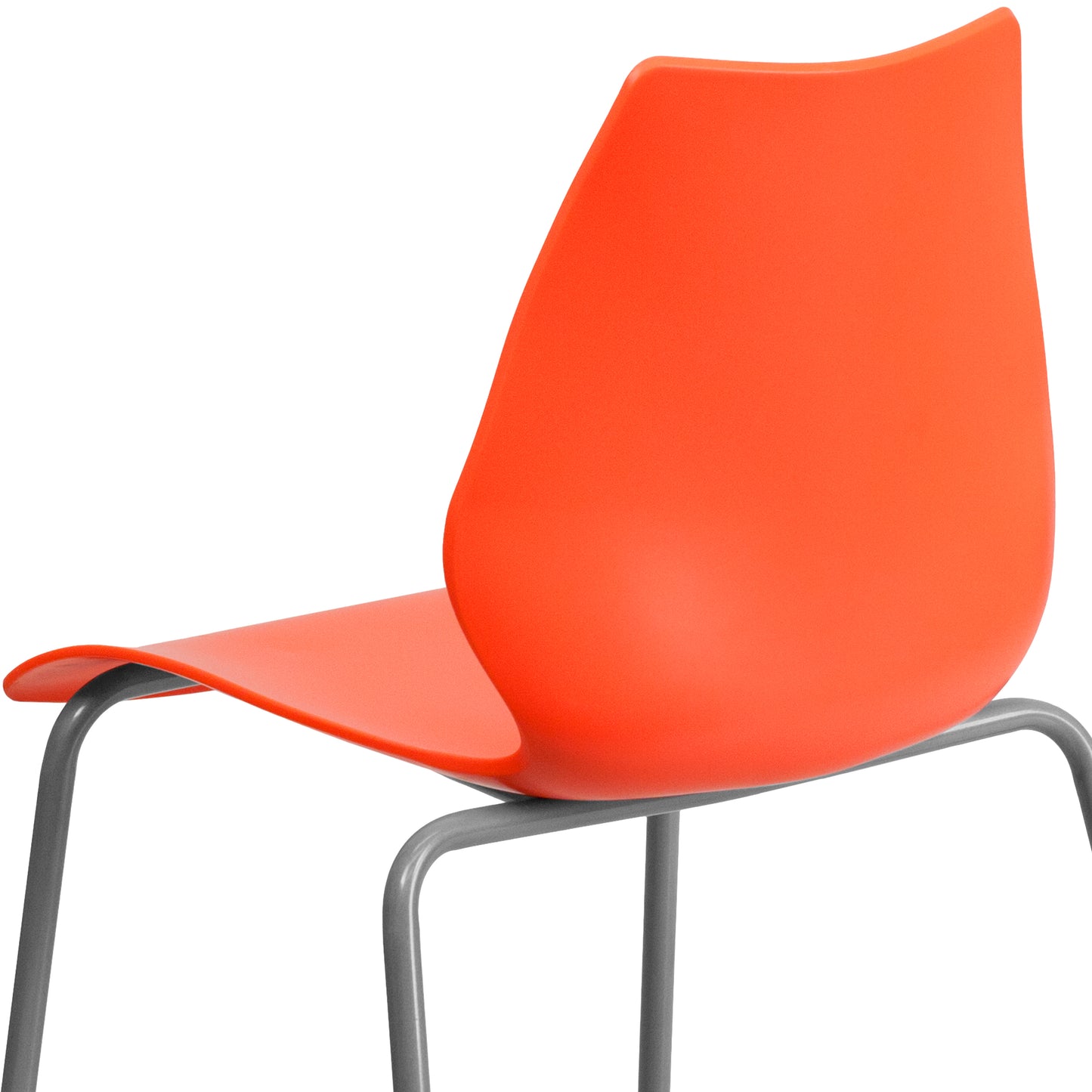 HERCULES Series 770 lb. Capacity Orange Stack Chair with Lumbar Support and Silver Frame Orange
