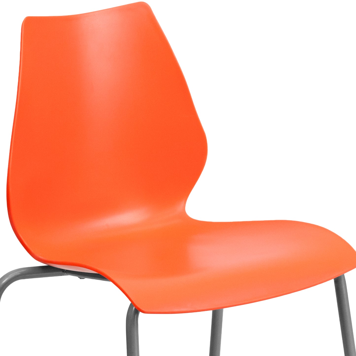 HERCULES Series 770 lb. Capacity Orange Stack Chair with Lumbar Support and Silver Frame Orange