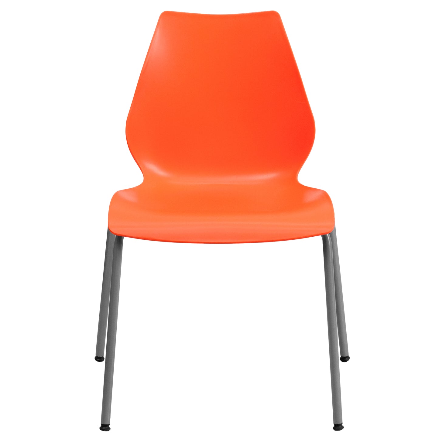 HERCULES Series 770 lb. Capacity Orange Stack Chair with Lumbar Support and Silver Frame Orange