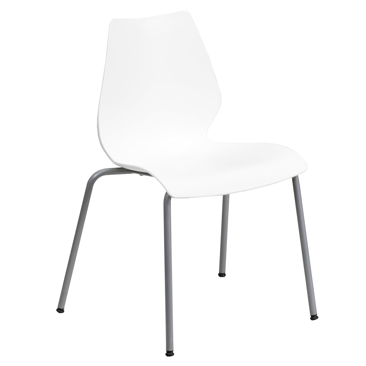 HERCULES Series 770 lb. Capacity White Stack Chair with Lumbar Support and Silver Frame White