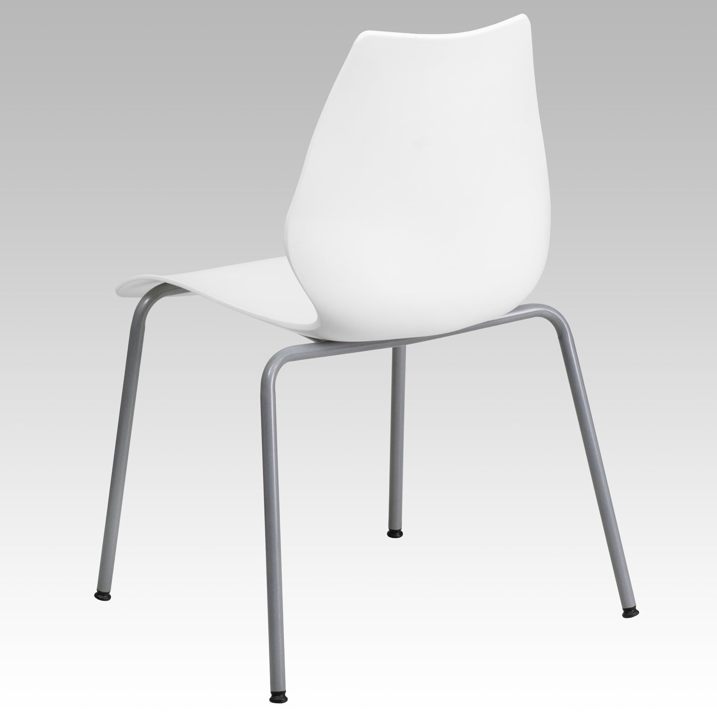 HERCULES Series 770 lb. Capacity White Stack Chair with Lumbar Support and Silver Frame White