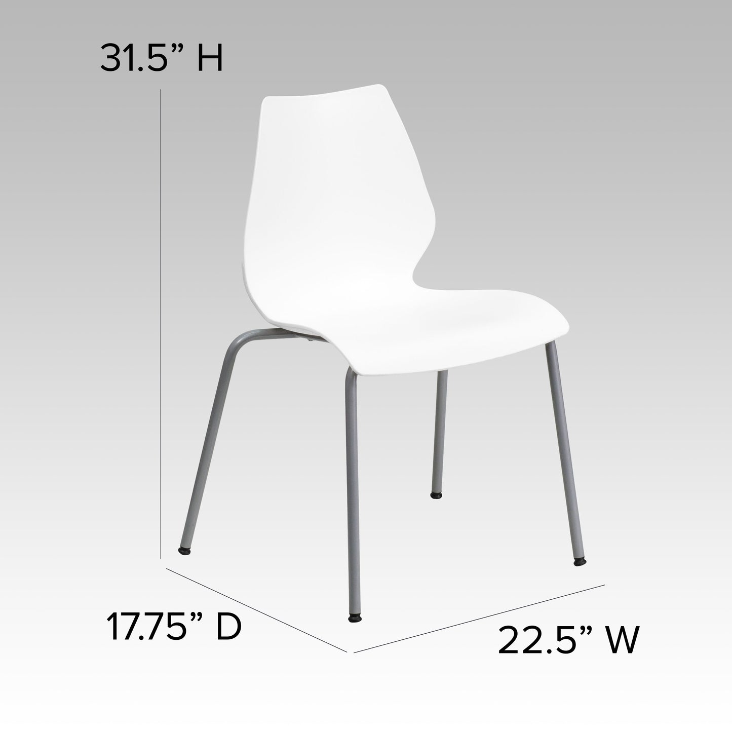 HERCULES Series 770 lb. Capacity White Stack Chair with Lumbar Support and Silver Frame White