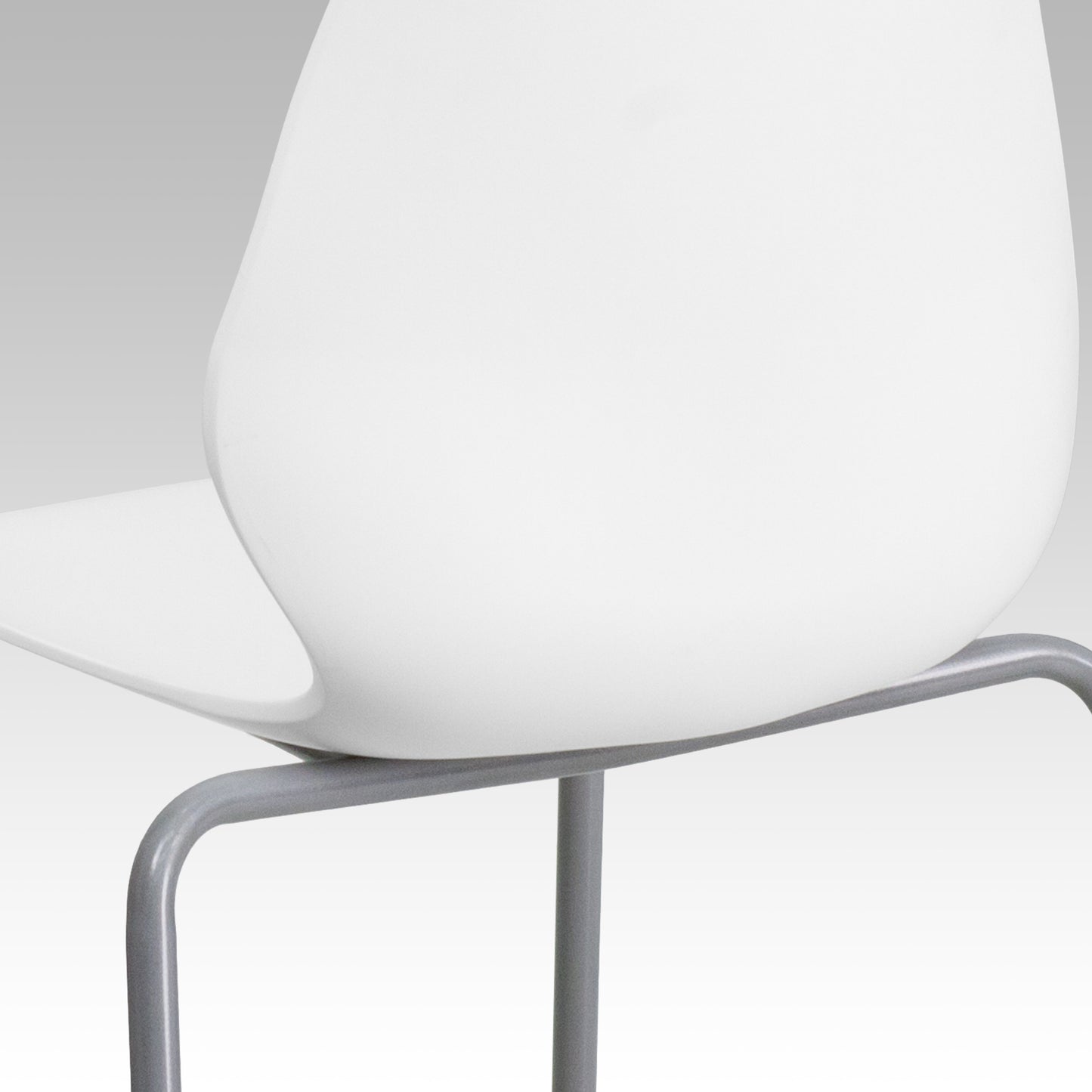 HERCULES Series 770 lb. Capacity White Stack Chair with Lumbar Support and Silver Frame White