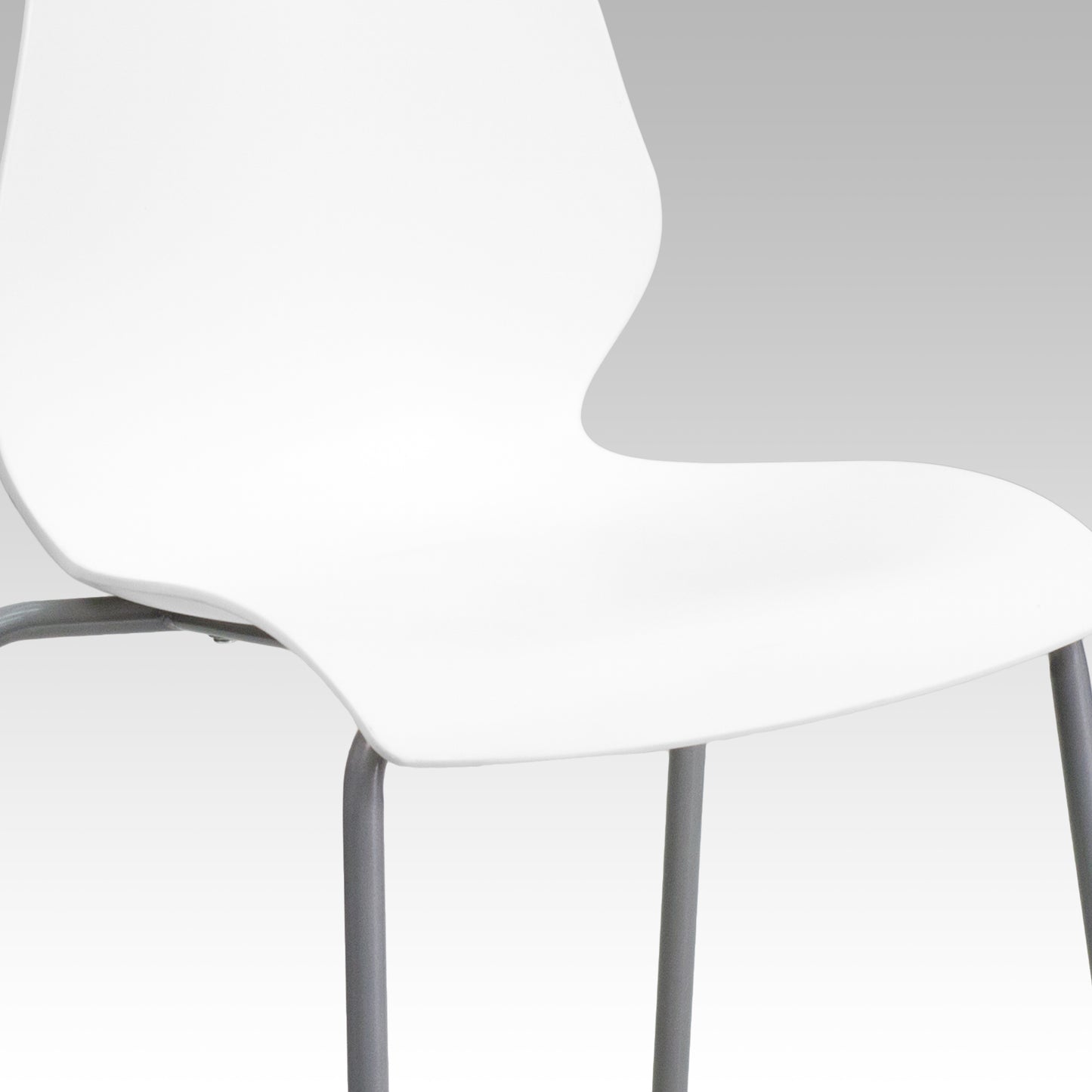 HERCULES Series 770 lb. Capacity White Stack Chair with Lumbar Support and Silver Frame White