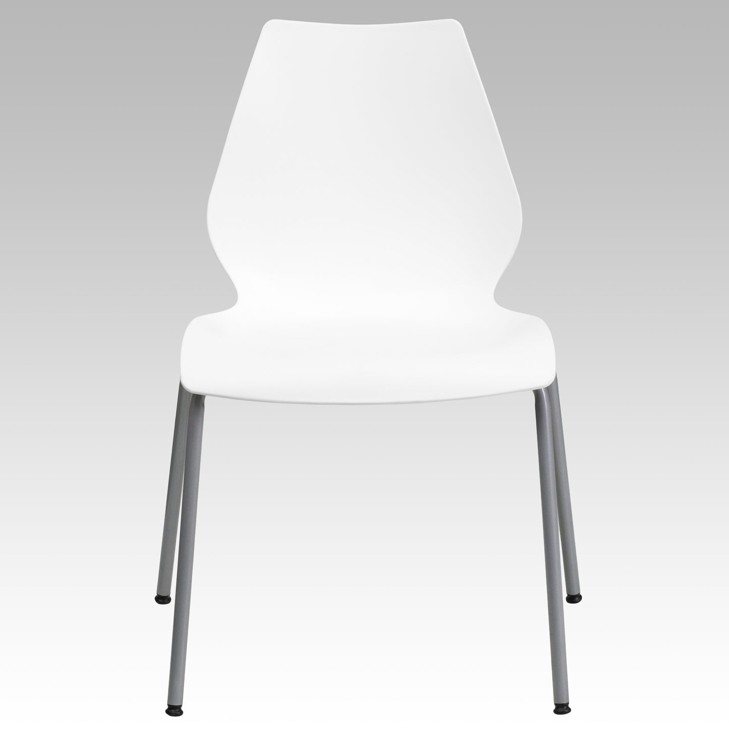 HERCULES Series 770 lb. Capacity White Stack Chair with Lumbar Support and Silver Frame White