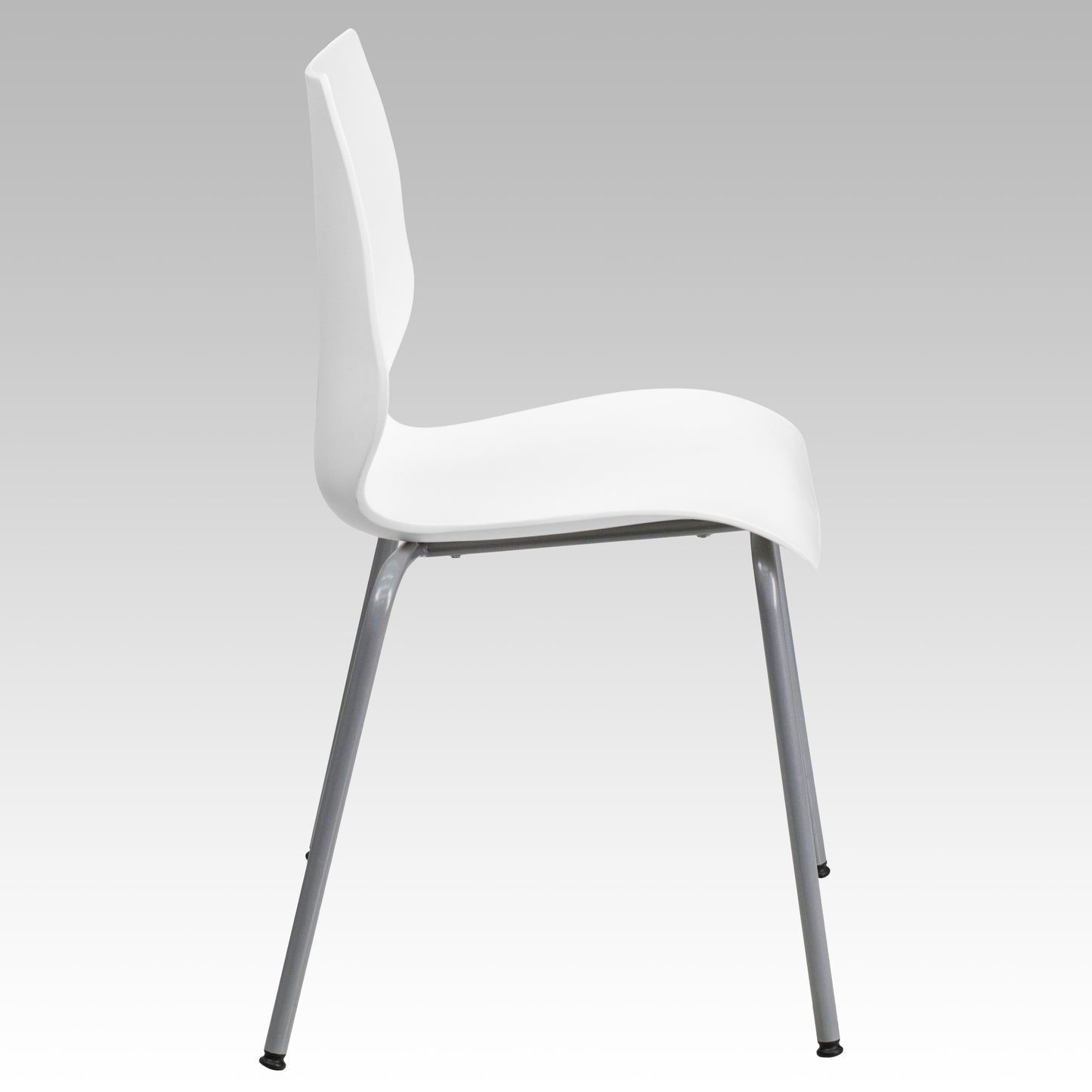 HERCULES Series 770 lb. Capacity White Stack Chair with Lumbar Support and Silver Frame White