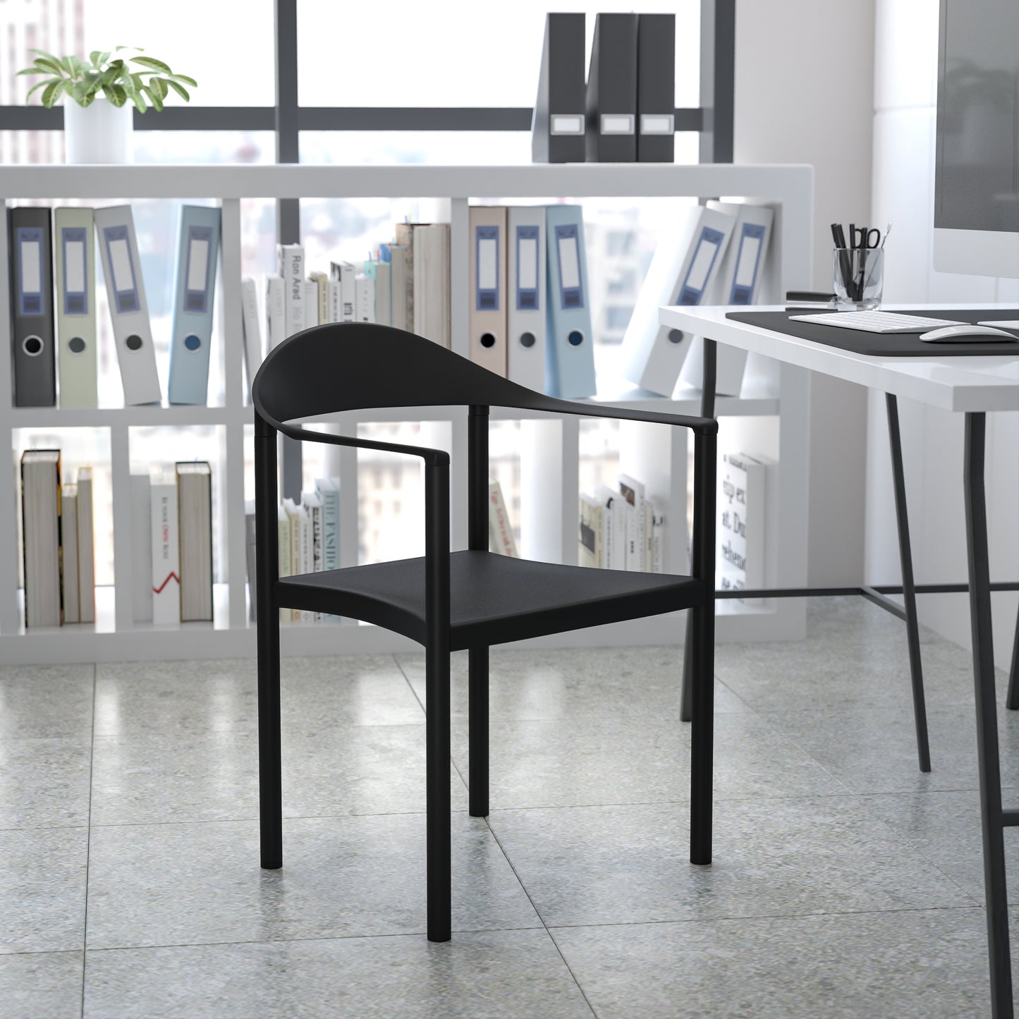 HERCULES Series 1000 lb. Capacity Black Plastic Cafe Stack Chair Black