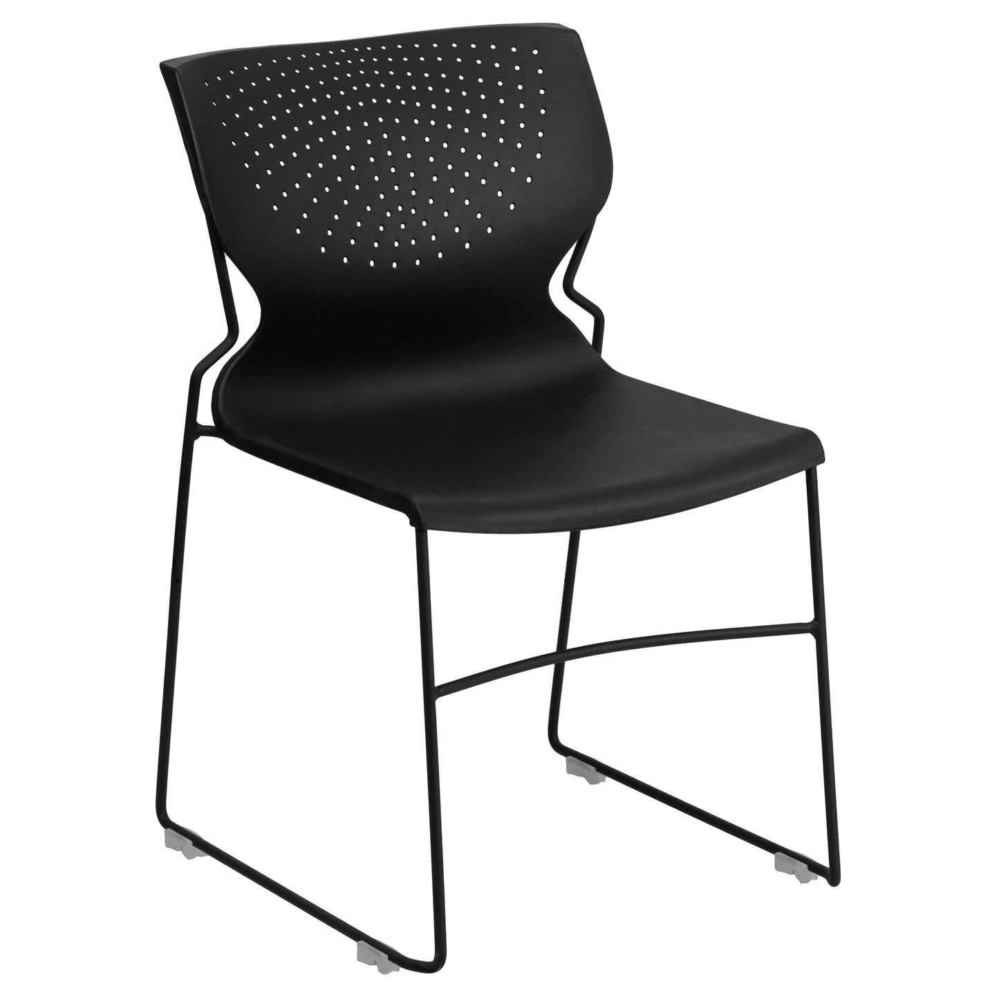 HERCULES Series 661 lb. Capacity Black Full Back Stack Chair with Black Powder Coated Frame Black RUT-438-BK-GG