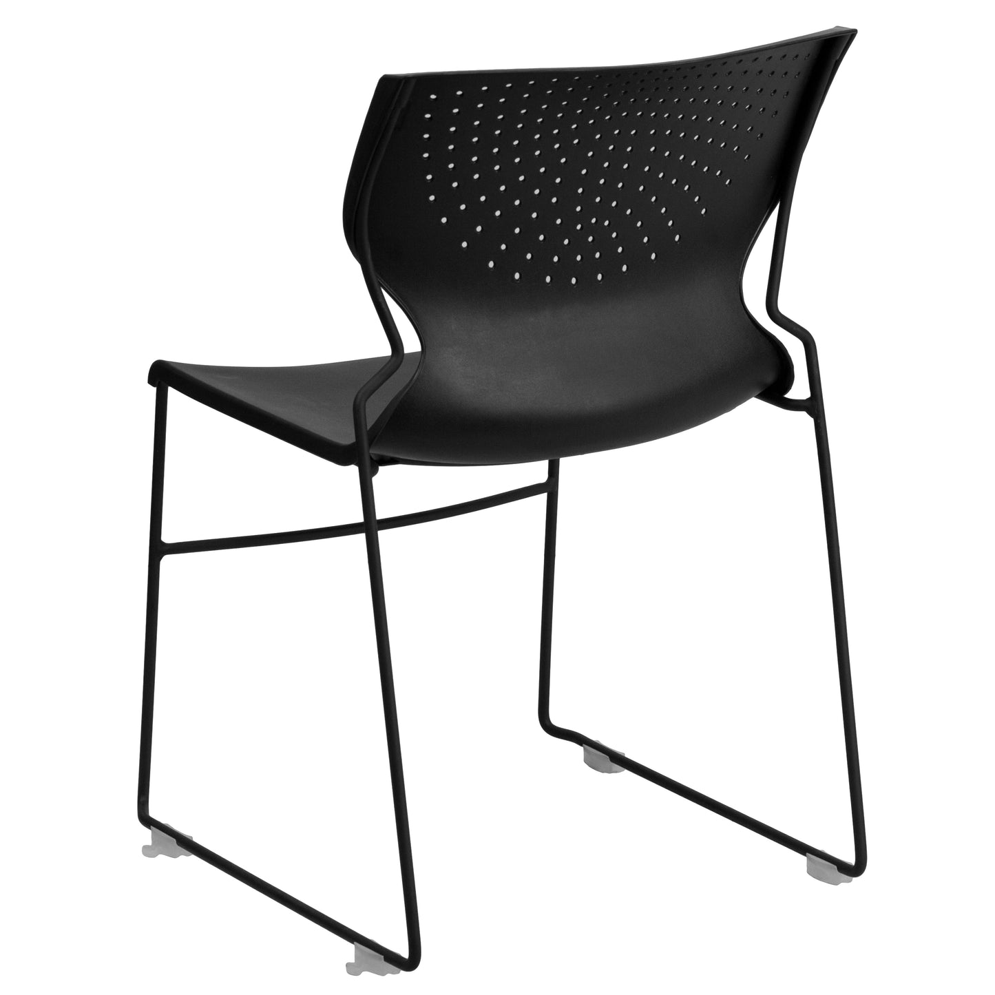 HERCULES Series 661 lb. Capacity Black Full Back Stack Chair with Black Powder Coated Frame Black RUT-438-BK-GG
