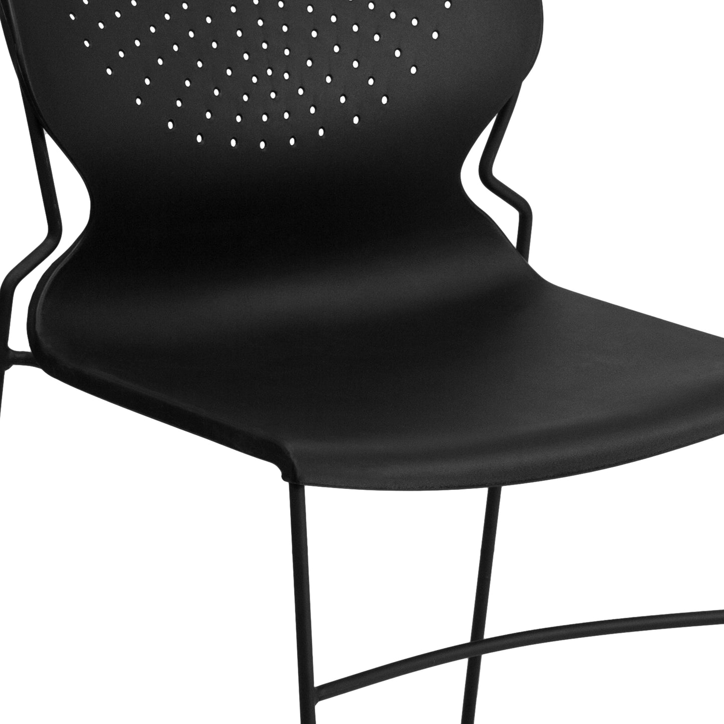 HERCULES Series 661 lb. Capacity Black Full Back Stack Chair with Black Powder Coated Frame Black RUT-438-BK-GG