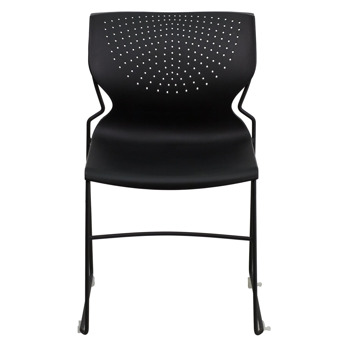 HERCULES Series 661 lb. Capacity Black Full Back Stack Chair with Black Powder Coated Frame Black RUT-438-BK-GG