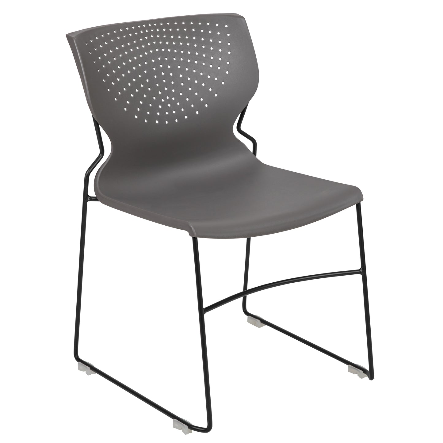 HERCULES Series 661 lb. Capacity Gray Full Back Stack Chair with Black Powder Coated Frame Gray
