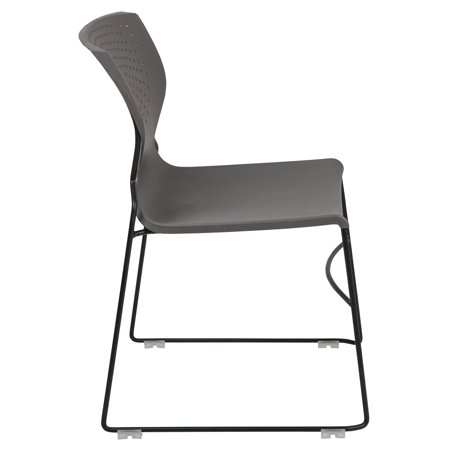 HERCULES Series 661 lb. Capacity Gray Full Back Stack Chair with Black Powder Coated Frame Gray