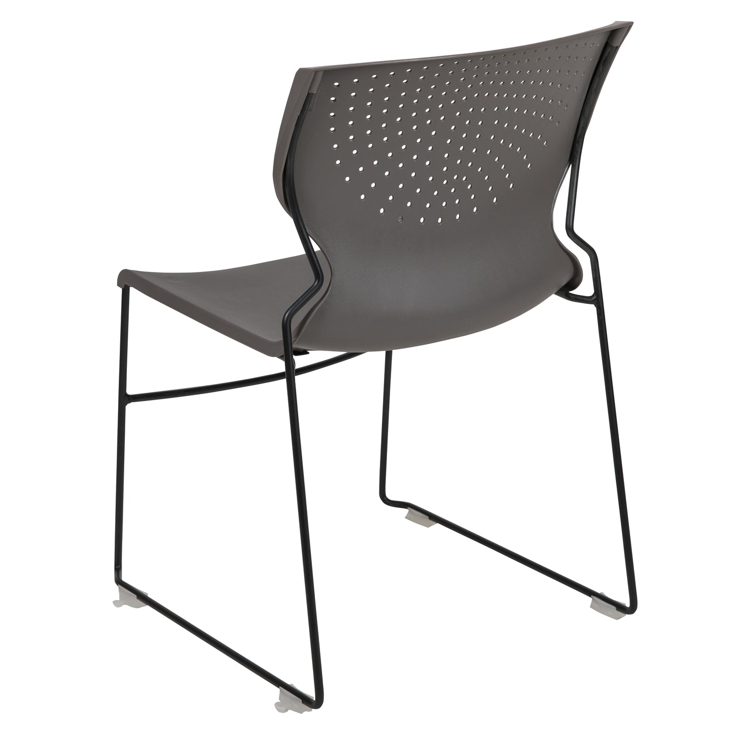 HERCULES Series 661 lb. Capacity Gray Full Back Stack Chair with Black Powder Coated Frame Gray