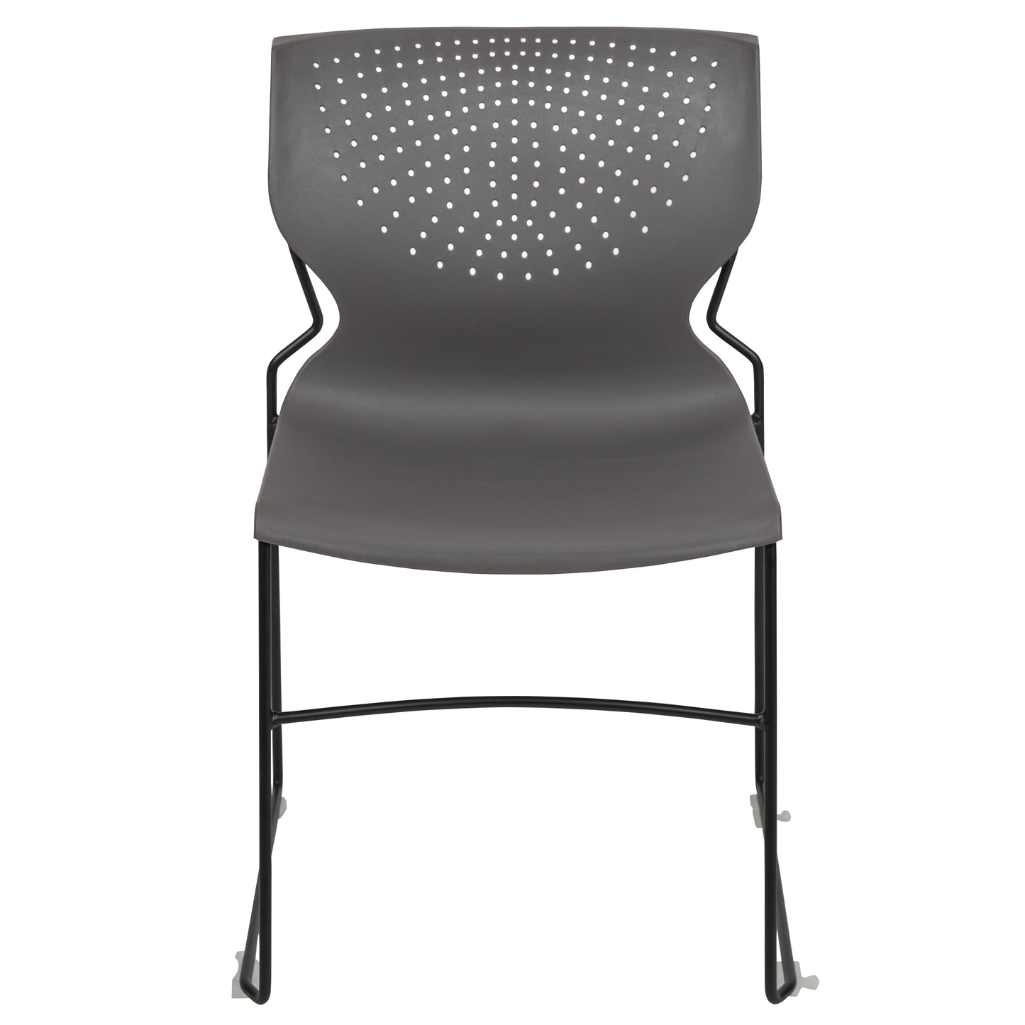 HERCULES Series 661 lb. Capacity Gray Full Back Stack Chair with Black Powder Coated Frame Gray