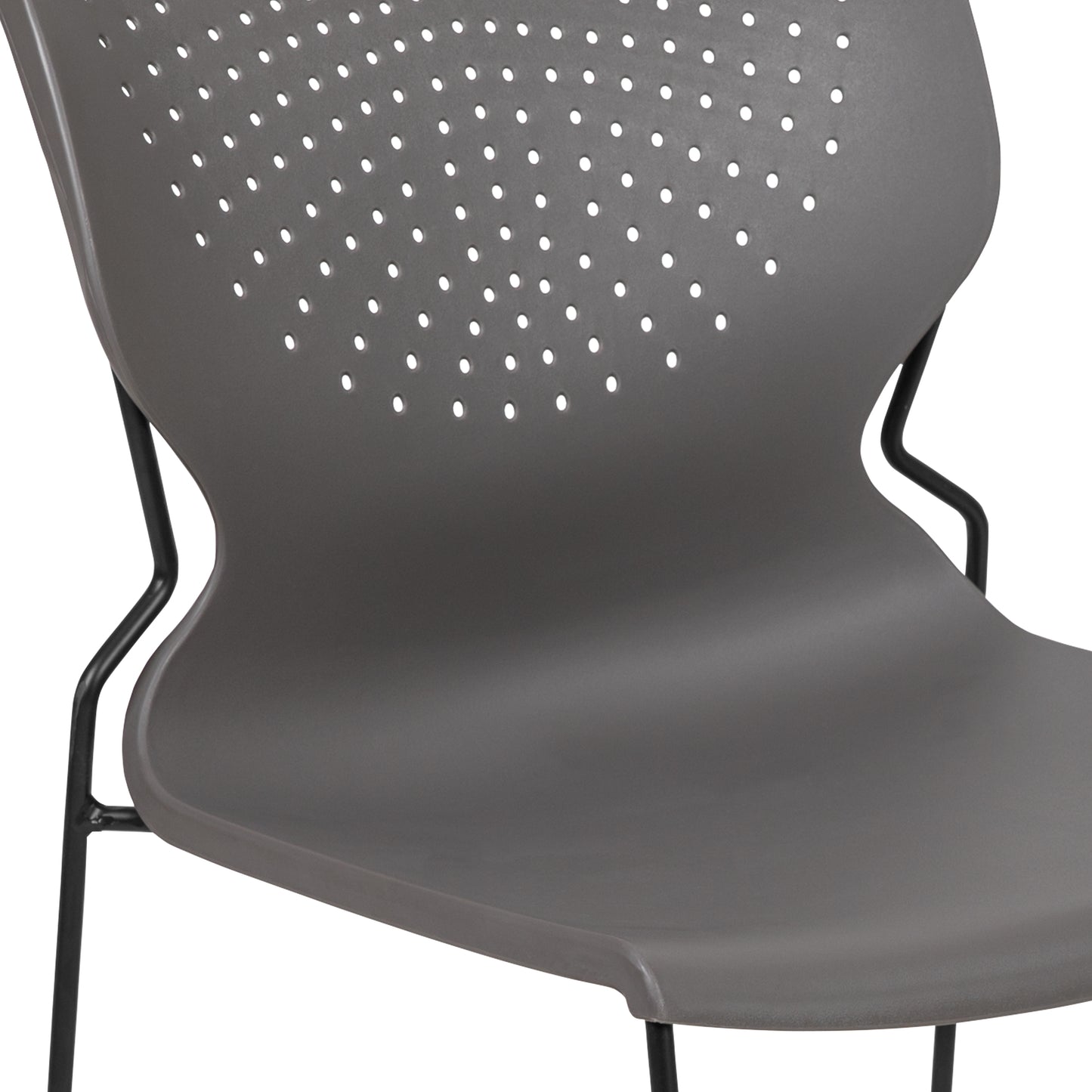 HERCULES Series 661 lb. Capacity Gray Full Back Stack Chair with Black Powder Coated Frame Gray