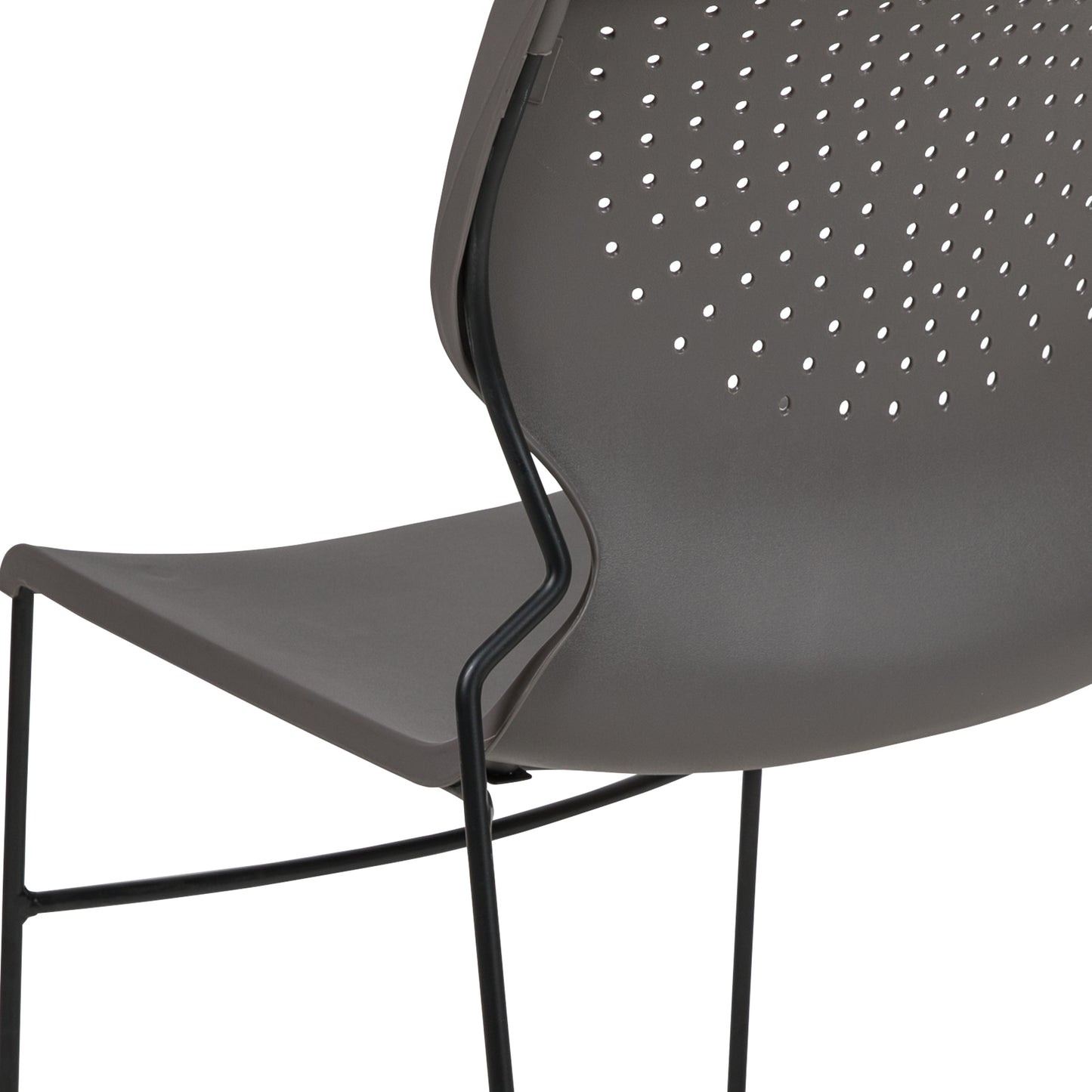 HERCULES Series 661 lb. Capacity Gray Full Back Stack Chair with Black Powder Coated Frame Gray