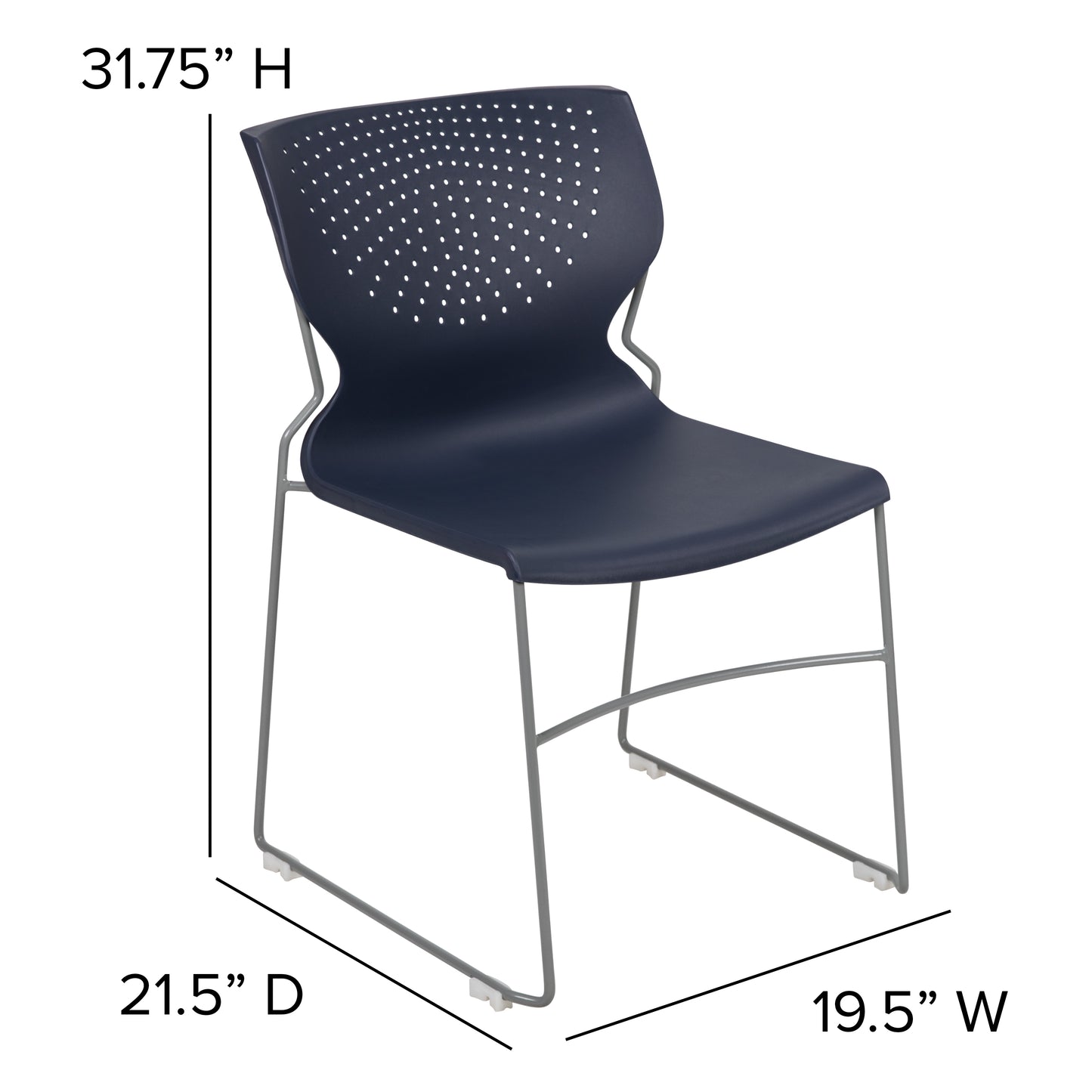 HERCULES Series 661 lb. Capacity Navy Full Back Stack Chair with Gray Powder Coated Frame Navy