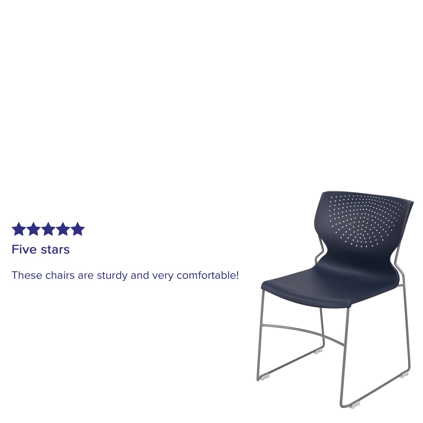HERCULES Series 661 lb. Capacity Navy Full Back Stack Chair with Gray Powder Coated Frame Navy