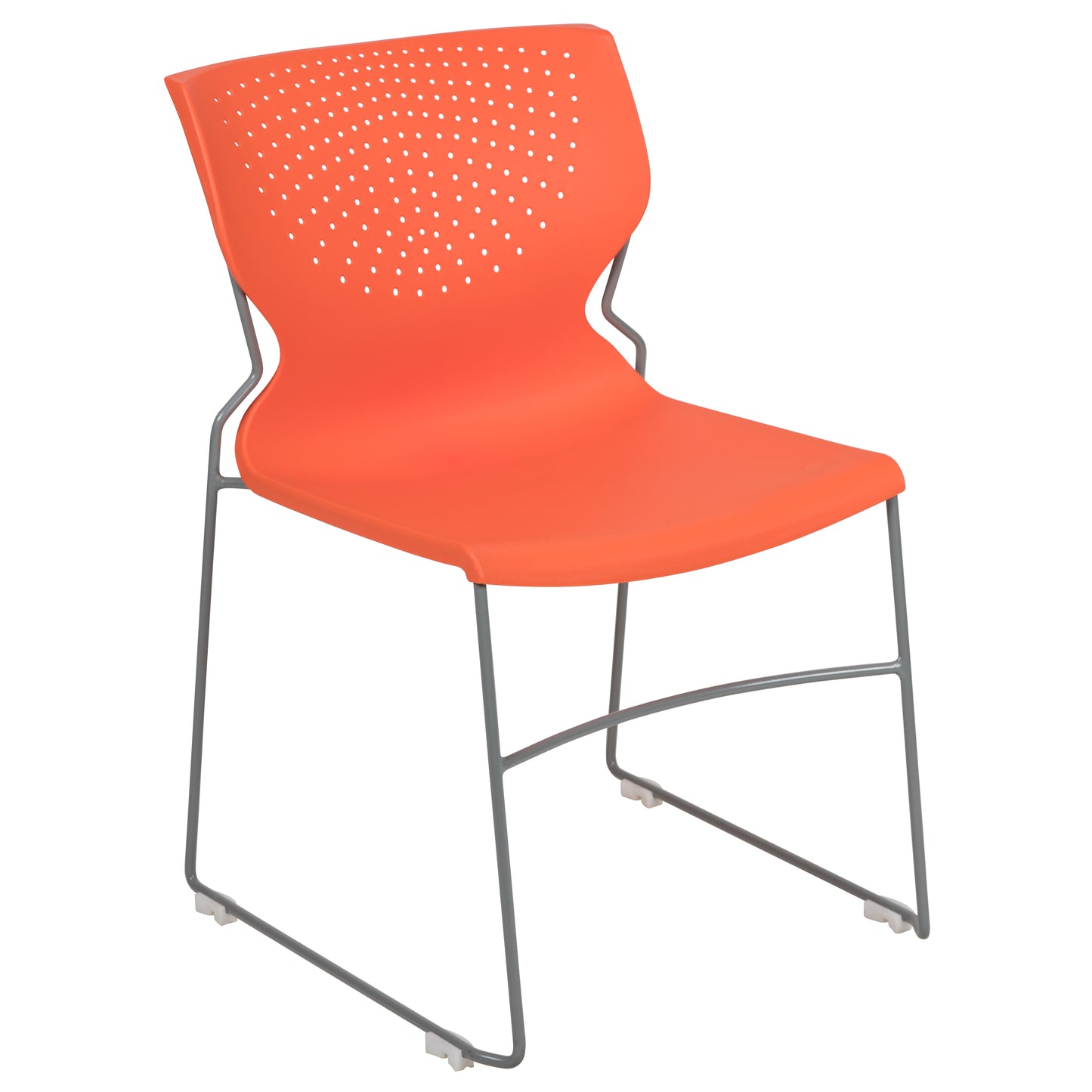 HERCULES Series 661 lb. Capacity Orange Full Back Stack Chair with Gray Powder Coated Frame Orange