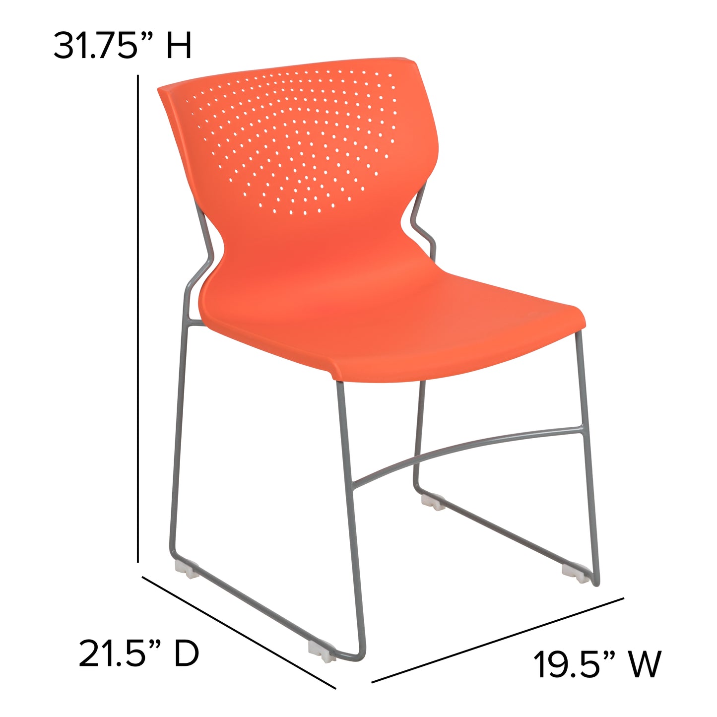 HERCULES Series 661 lb. Capacity Orange Full Back Stack Chair with Gray Powder Coated Frame Orange