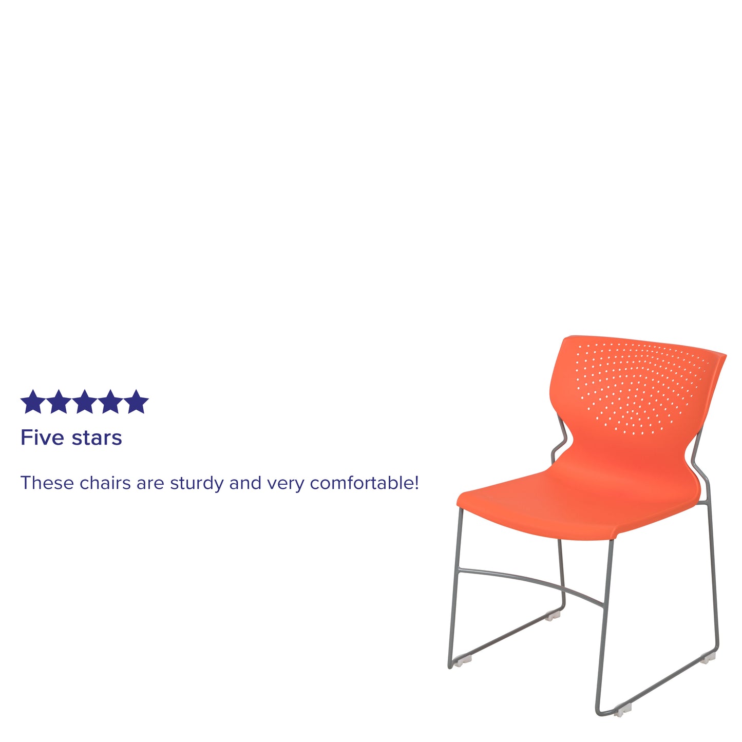 HERCULES Series 661 lb. Capacity Orange Full Back Stack Chair with Gray Powder Coated Frame Orange