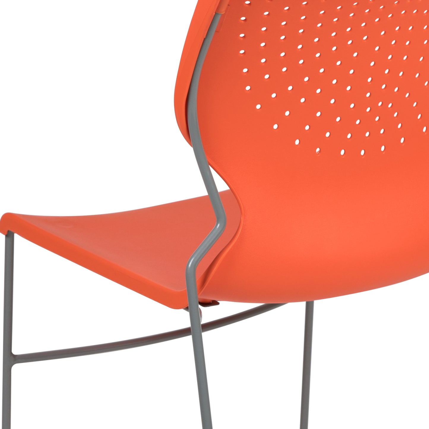 HERCULES Series 661 lb. Capacity Orange Full Back Stack Chair with Gray Powder Coated Frame Orange