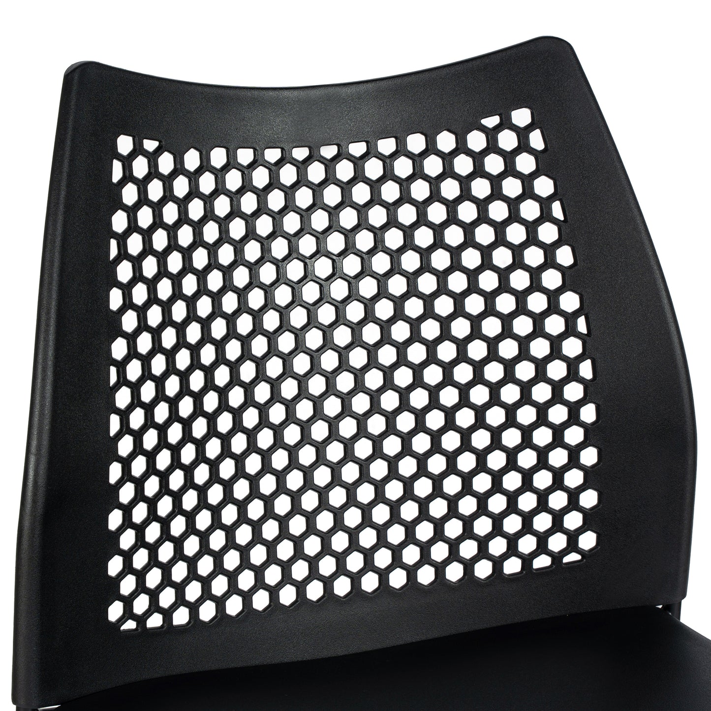 HERCULES Stack Bar Stool with Air-Vent Back and Powder Coated Sled Base Black Plastic/Black Frame