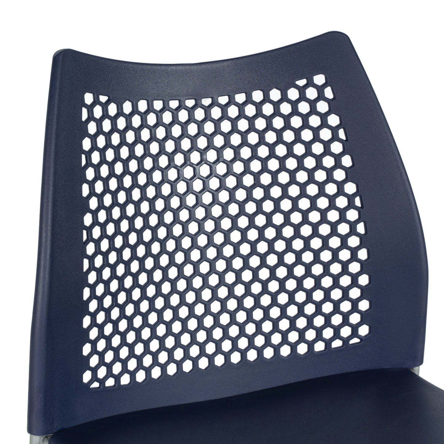HERCULES Navy Stack Bar Stool with Air-Vent Back and Gray Powder Coated Sled Base Navy Plastic/Gray Frame RUT-498A-BS-NV-GG