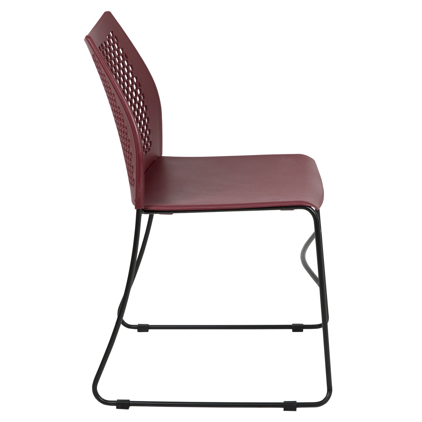 HERCULES Series 661 lb. Capacity Burgundy Stack Chair with Air-Vent Back and Black Powder Coated Sled Base Burgundy