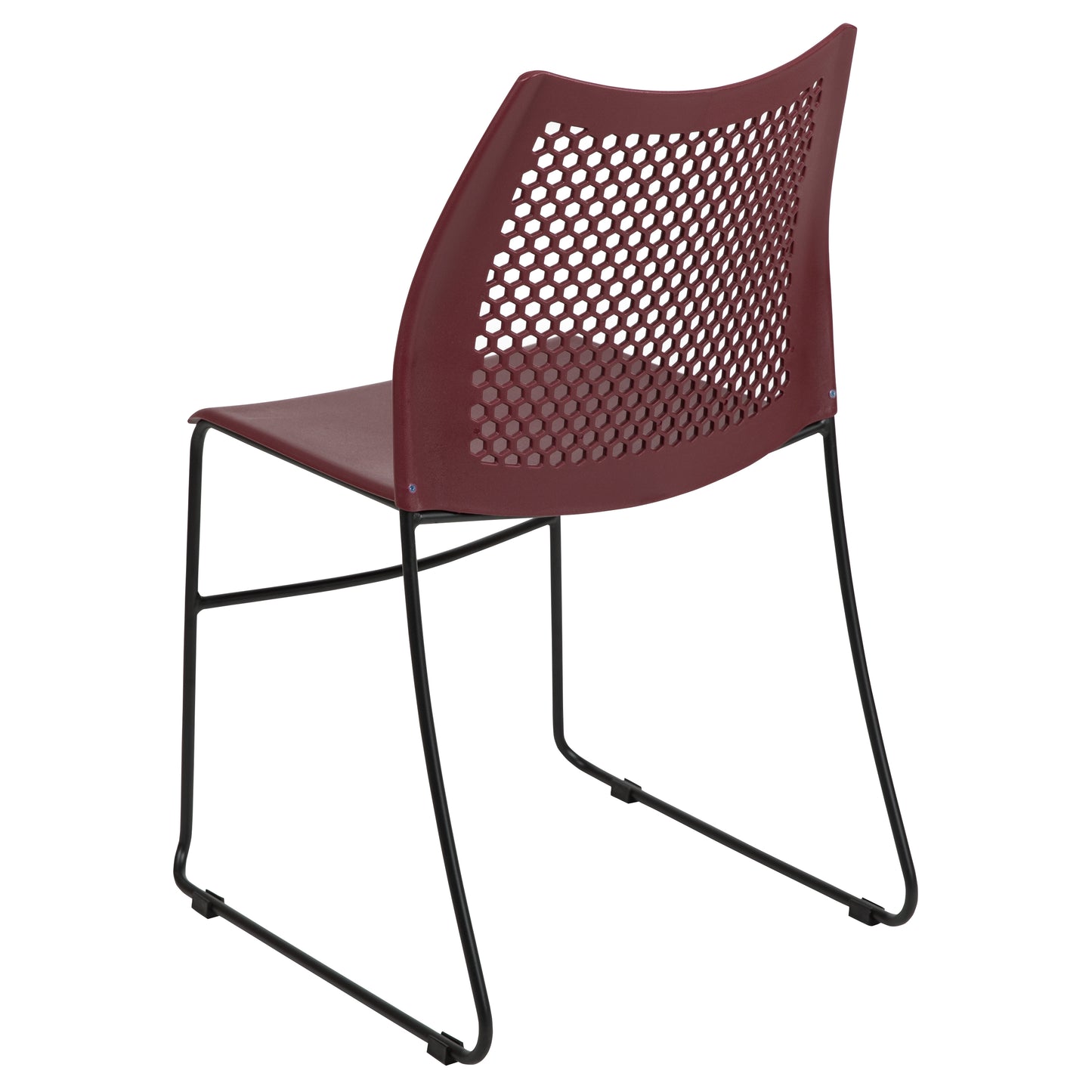 HERCULES Series 661 lb. Capacity Burgundy Stack Chair with Air-Vent Back and Black Powder Coated Sled Base Burgundy