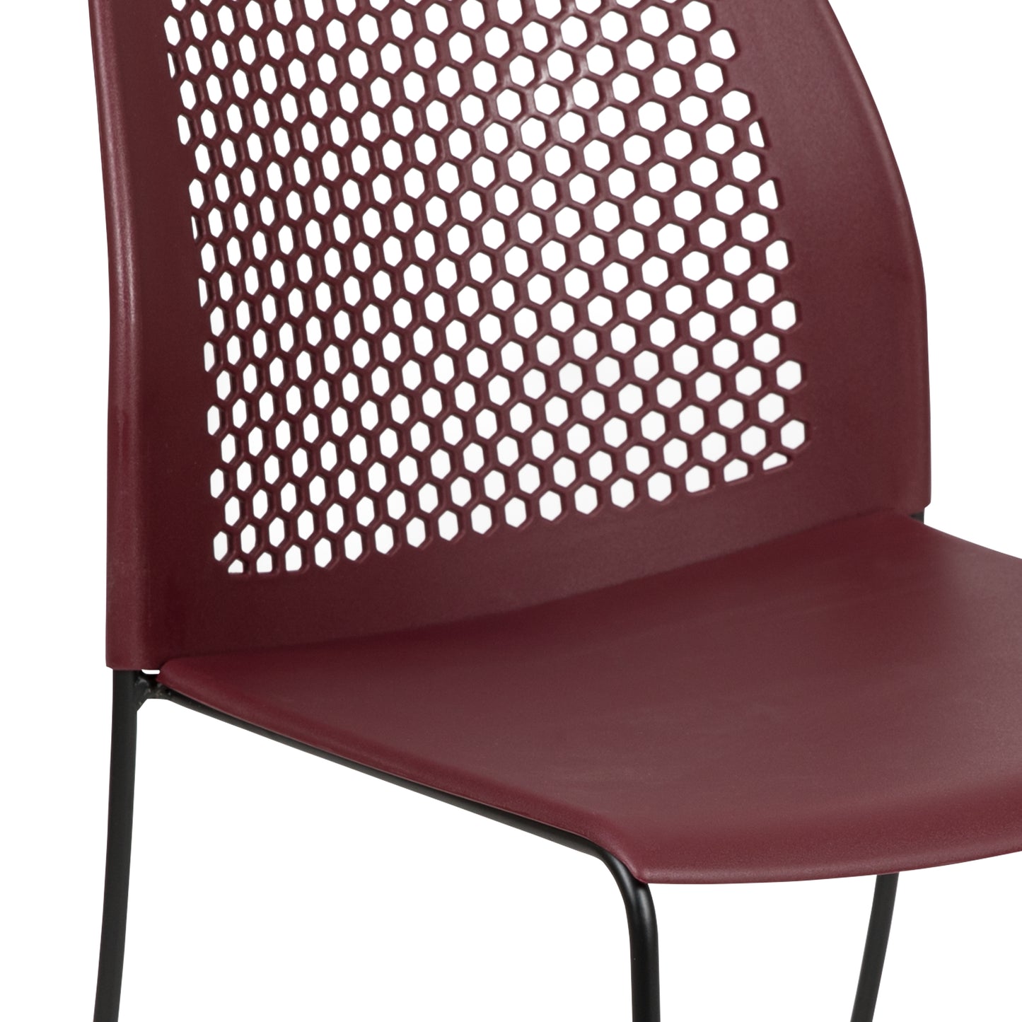 HERCULES Series 661 lb. Capacity Burgundy Stack Chair with Air-Vent Back and Black Powder Coated Sled Base Burgundy