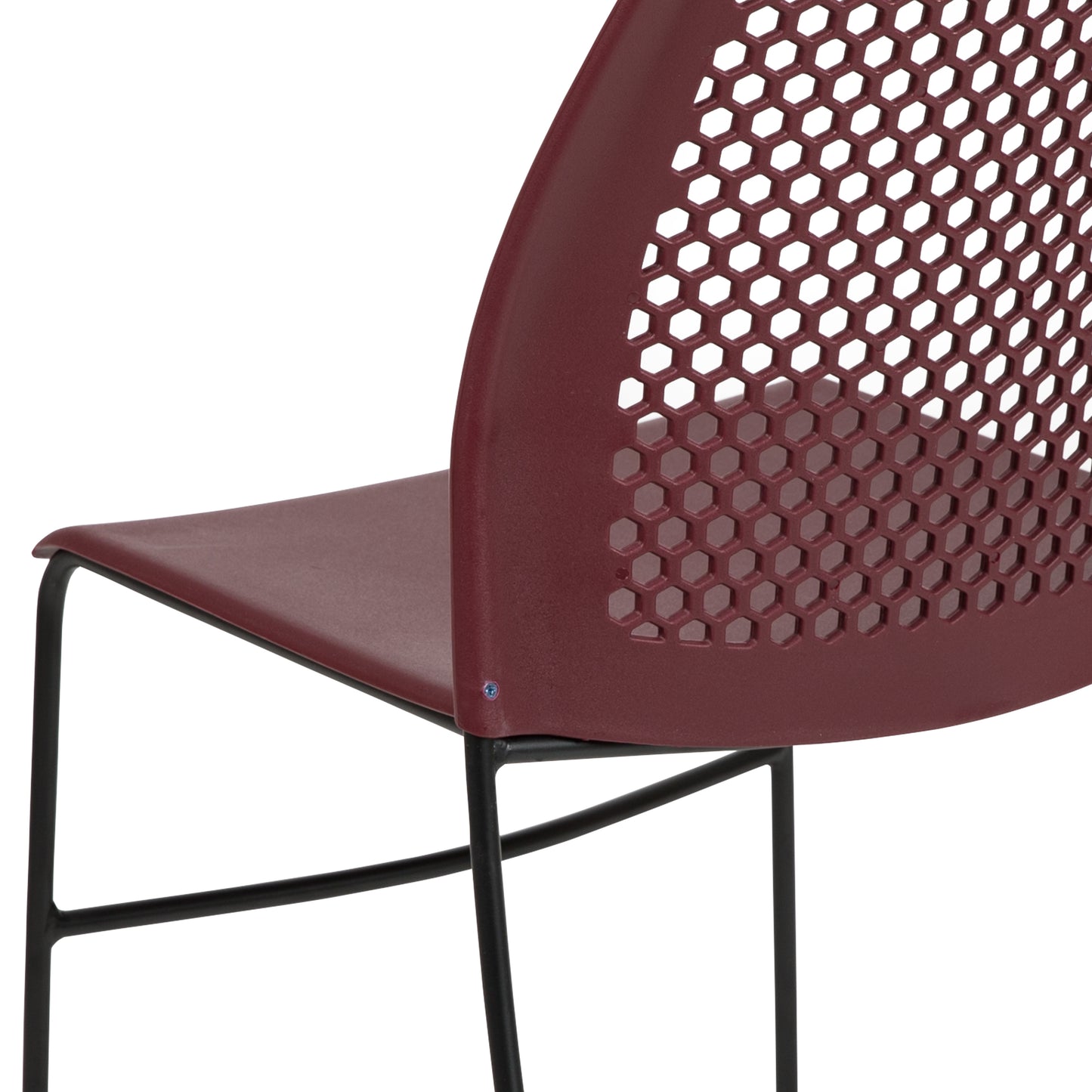 HERCULES Series 661 lb. Capacity Burgundy Stack Chair with Air-Vent Back and Black Powder Coated Sled Base Burgundy
